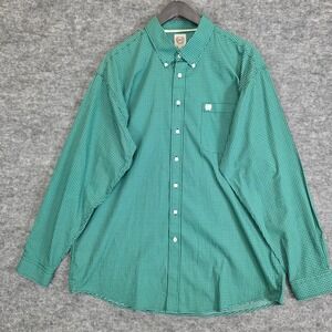 Cinch Shirt Mens XXL Green Geometric Print Long Sleeve Western Button Down Rodeo